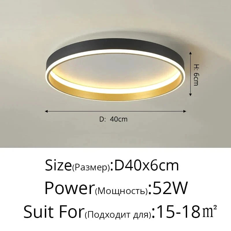 Plafonnier LED Moderne Nordique pour un Éclairage Intérieur de Qualité | Marco Lucetti Noir 40cm 52w / Intensité variable avec télécommande