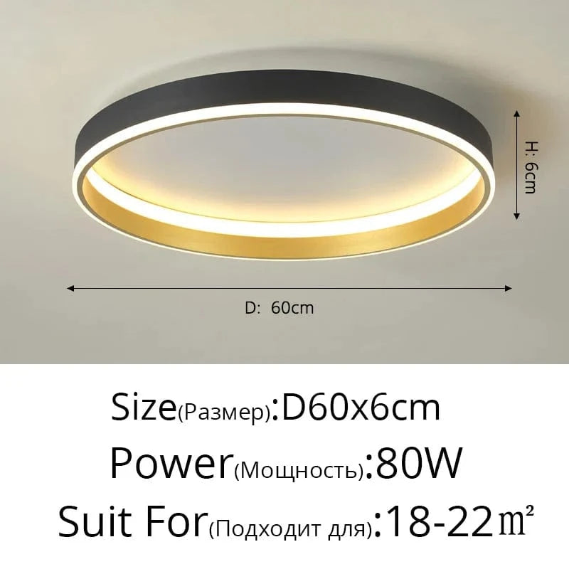 Plafonnier LED Moderne Nordique pour un Éclairage Intérieur de Qualité | Marco Lucetti Noir 60cm 80w / Intensité variable avec télécommande