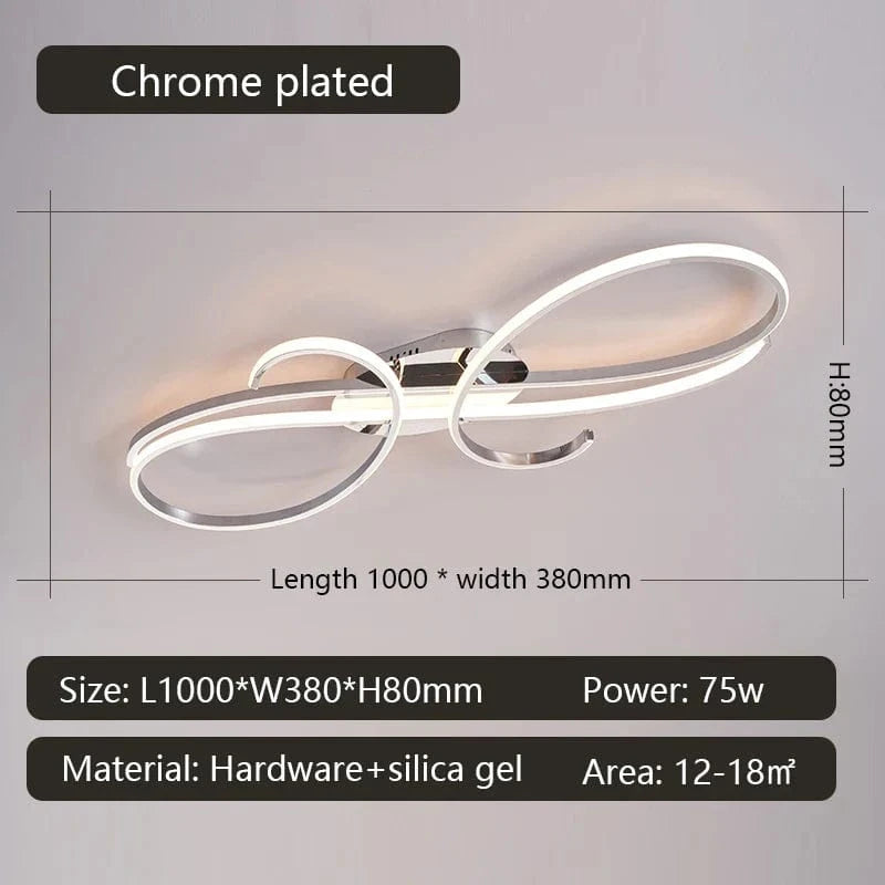 plafonnier LED moderne plaqué pour salon, chambre, couloir, foyer, salle d'étude - Lustres de plafond intérieur pour la maison | Marco Lucetti L1000mm Chromé