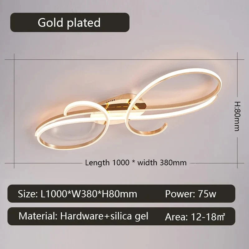 plafonnier LED moderne plaqué pour salon, chambre, couloir, foyer, salle d'étude - Lustres de plafond intérieur pour la maison | Marco Lucetti L1000mm Or