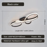 plafonnier LED moderne plaqué pour salon, chambre, couloir, foyer, salle d'étude - Lustres de plafond intérieur pour la maison | Marco Lucetti L600mm Noir