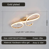 plafonnier LED moderne plaqué pour salon, chambre, couloir, foyer, salle d'étude - Lustres de plafond intérieur pour la maison | Marco Lucetti L600mm Or