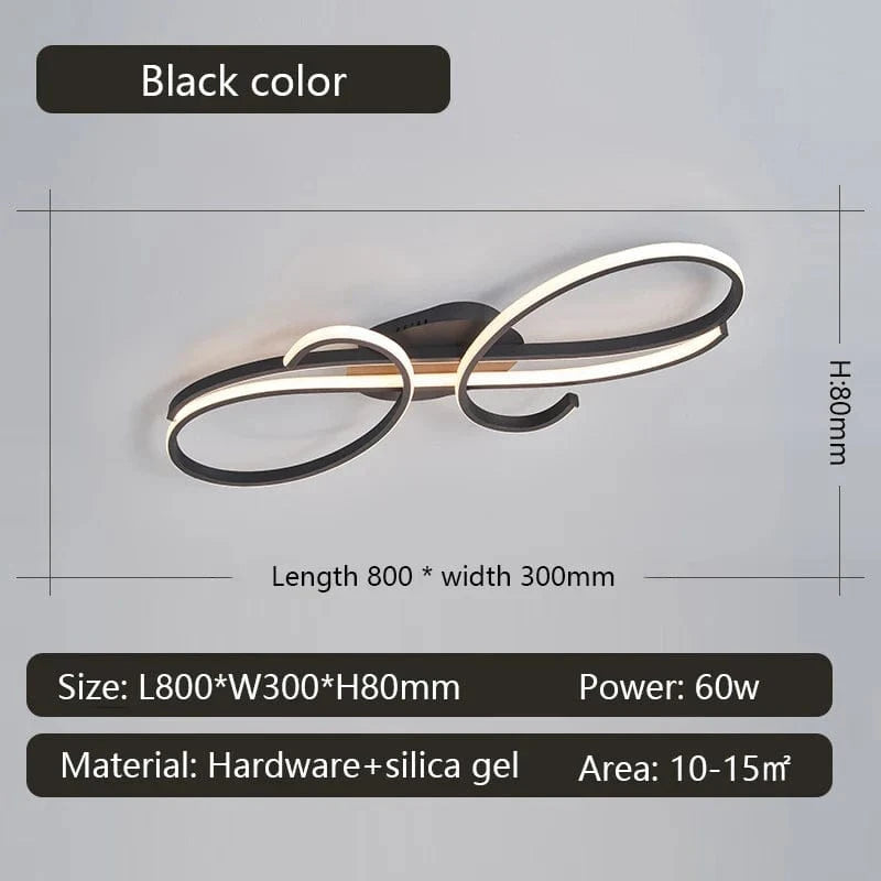 plafonnier LED moderne plaqué pour salon, chambre, couloir, foyer, salle d'étude - Lustres de plafond intérieur pour la maison | Marco Lucetti L800mm Noir