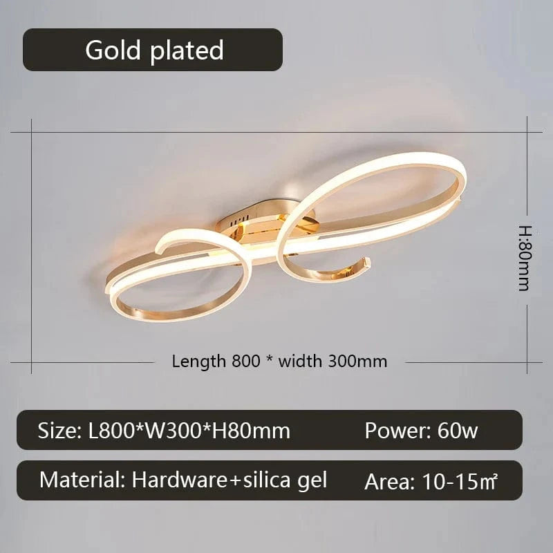 plafonnier LED moderne plaqué pour salon, chambre, couloir, foyer, salle d'étude - Lustres de plafond intérieur pour la maison | Marco Lucetti L800mm Or