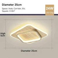 Plafonnier LED Moderne pour Couloir, Escaliers, Balcon, Chambre, Salle De Bains et Foyer | Marco Lucetti Carré de bois2 / Blanc chaud