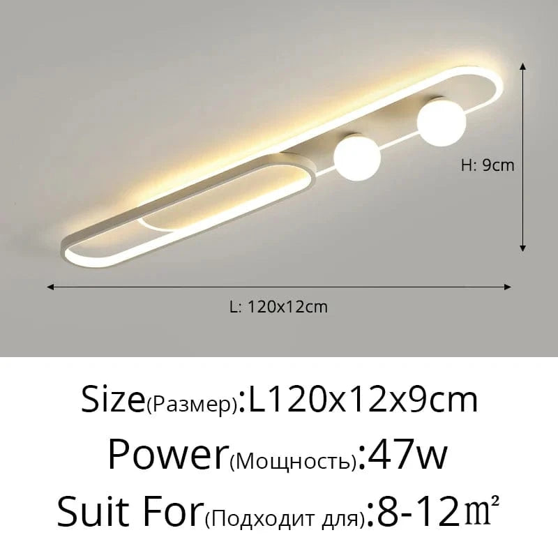 Plafonnier LED moderne pour foyer, hôtel, hall et maison - Luminart | Marco Lucetti Blanc L120x12x19cm / Intensité variable Avec télécommande