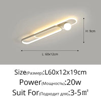 Plafonnier LED moderne pour foyer, hôtel, hall et maison - Luminart | Marco Lucetti Blanc L60x12x19cm / Blanc froid Pas de télécommande