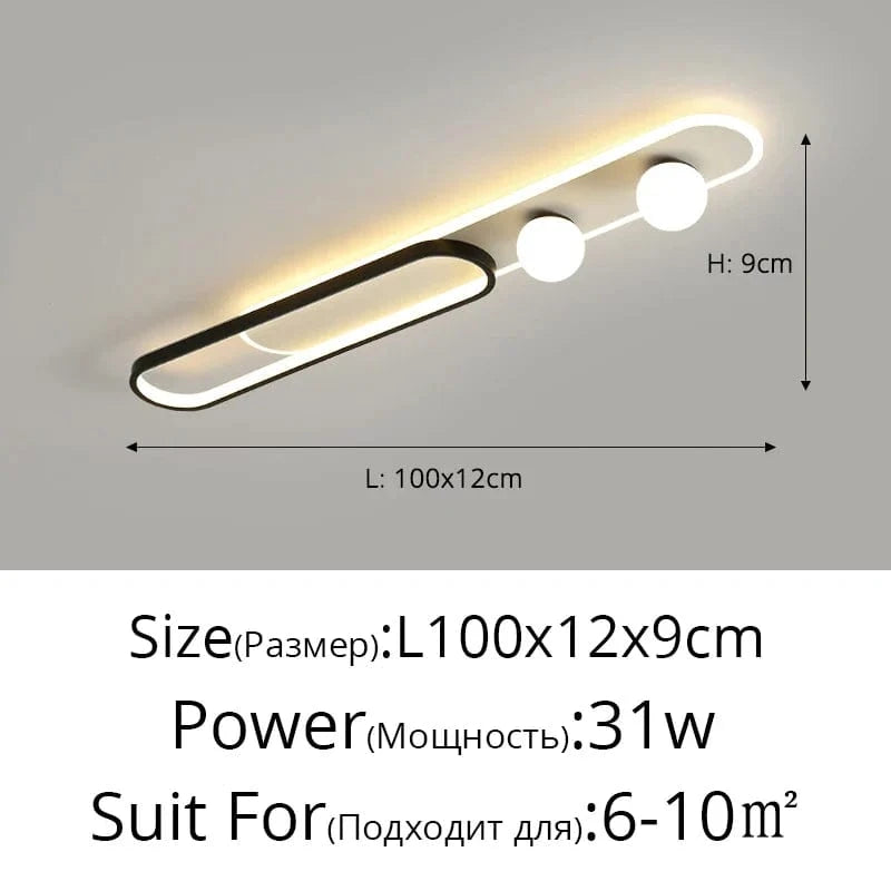 Plafonnier LED moderne pour foyer, hôtel, hall et maison - Luminart | Marco Lucetti Noir L100x12x19cm / Intensité variable Avec télécommande