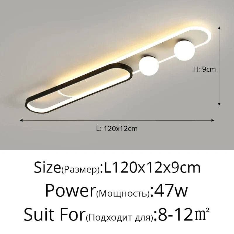 Plafonnier LED moderne pour foyer, hôtel, hall et maison - Luminart | Marco Lucetti Noir L120x12x19cm / Blanc froid Pas de télécommande