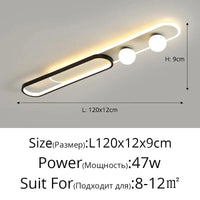 Plafonnier LED moderne pour foyer, hôtel, hall et maison - Luminart | Marco Lucetti Noir L120x12x19cm / Blanc froid Pas de télécommande