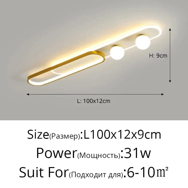 Plafonnier LED moderne pour foyer, hôtel, hall et maison - Luminart | Marco Lucetti Or L100x12x19cm / Blanc froid Pas de télécommande