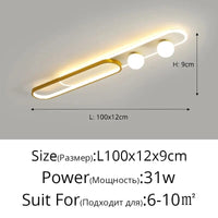 Plafonnier LED moderne pour foyer, hôtel, hall et maison - Luminart | Marco Lucetti Or L100x12x19cm / Blanc froid Pas de télécommande