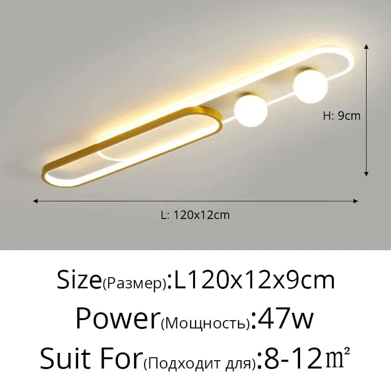 Plafonnier LED moderne pour foyer, hôtel, hall et maison - Luminart | Marco Lucetti Or L120x12x19cm / Intensité variable Avec télécommande