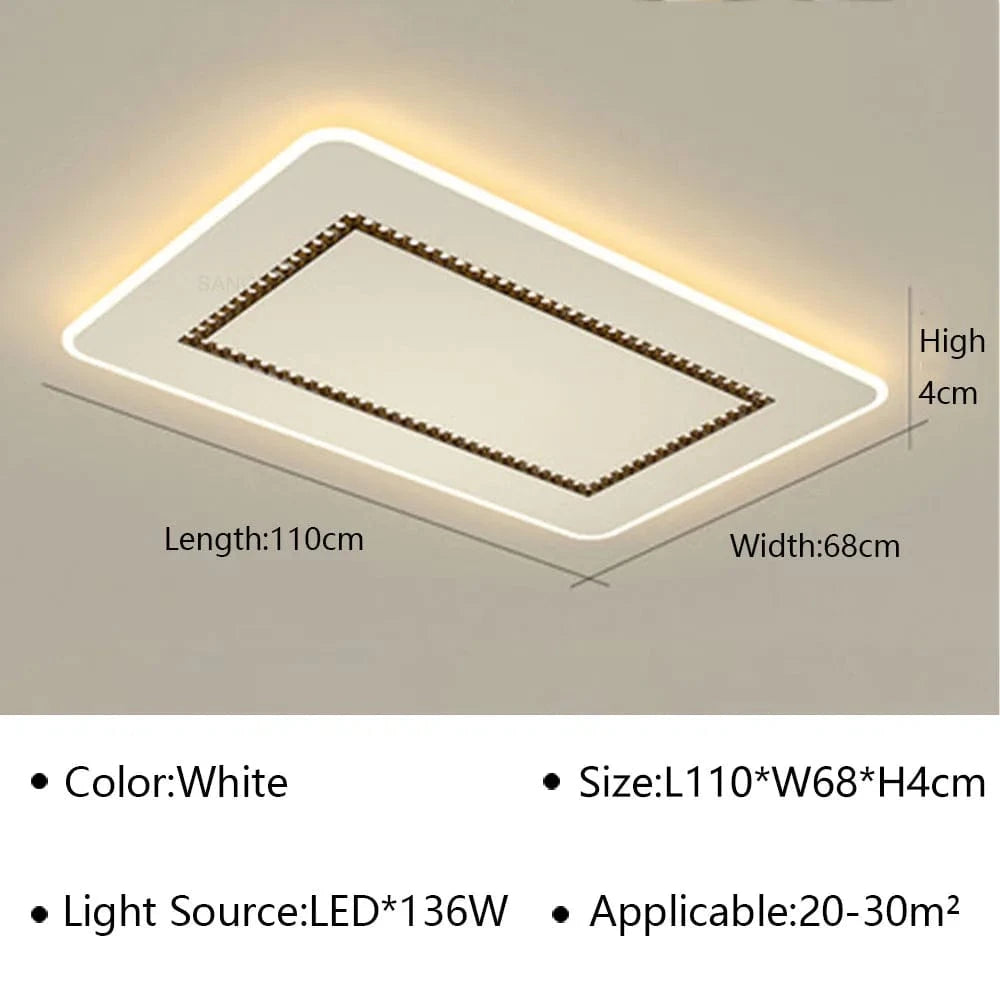 Plafonnier LED moderne pour illuminer votre maison et balcon | Marco Lucetti RectangleA 110CM / Blanc froid (pas de RC)