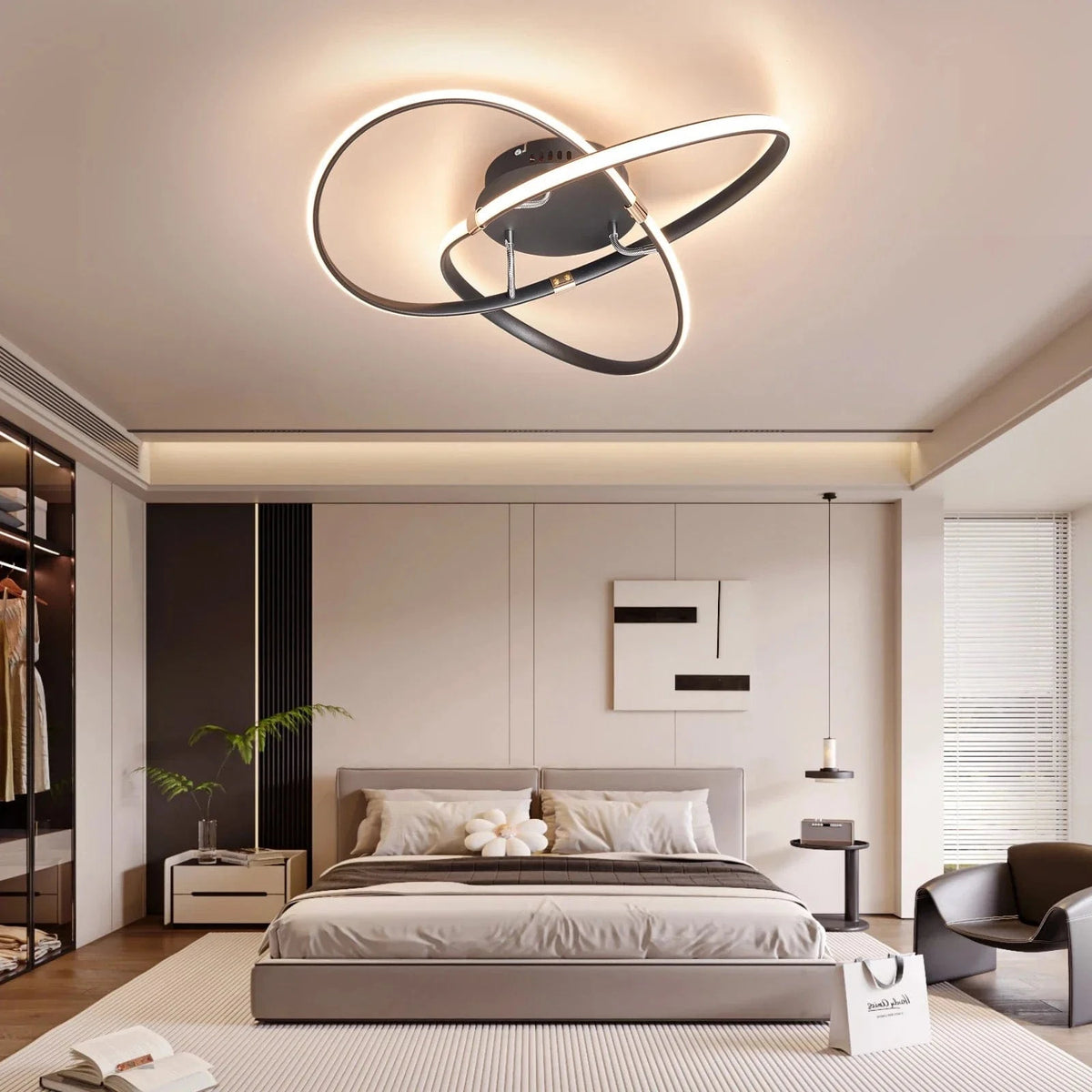 Plafonnier LED moderne pour salon chambre étude décoration - Noir/Chrome/Or | Marco Lucetti