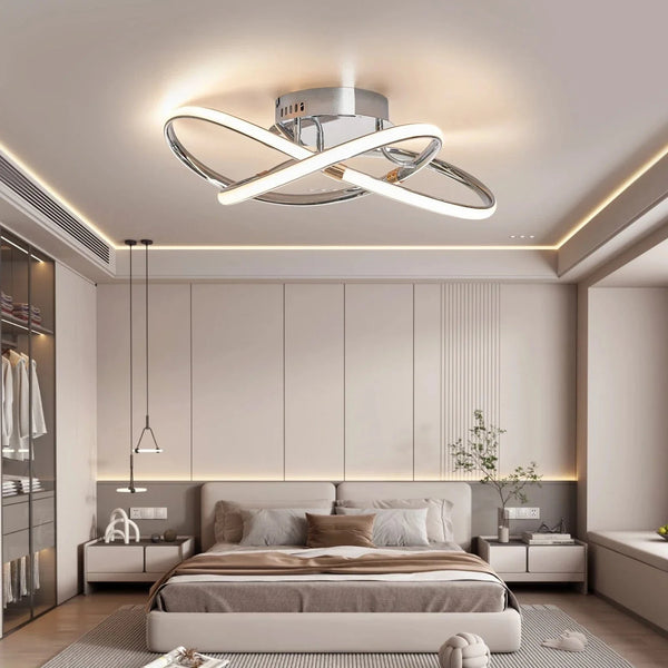 Plafonnier LED moderne pour salon chambre étude décoration - Noir/Chrome/Or | Marco Lucetti