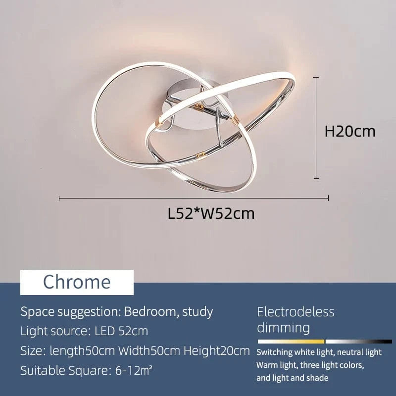 Plafonnier LED moderne pour salon chambre étude décoration - Noir/Chrome/Or | Marco Lucetti Dia52cm Chromé