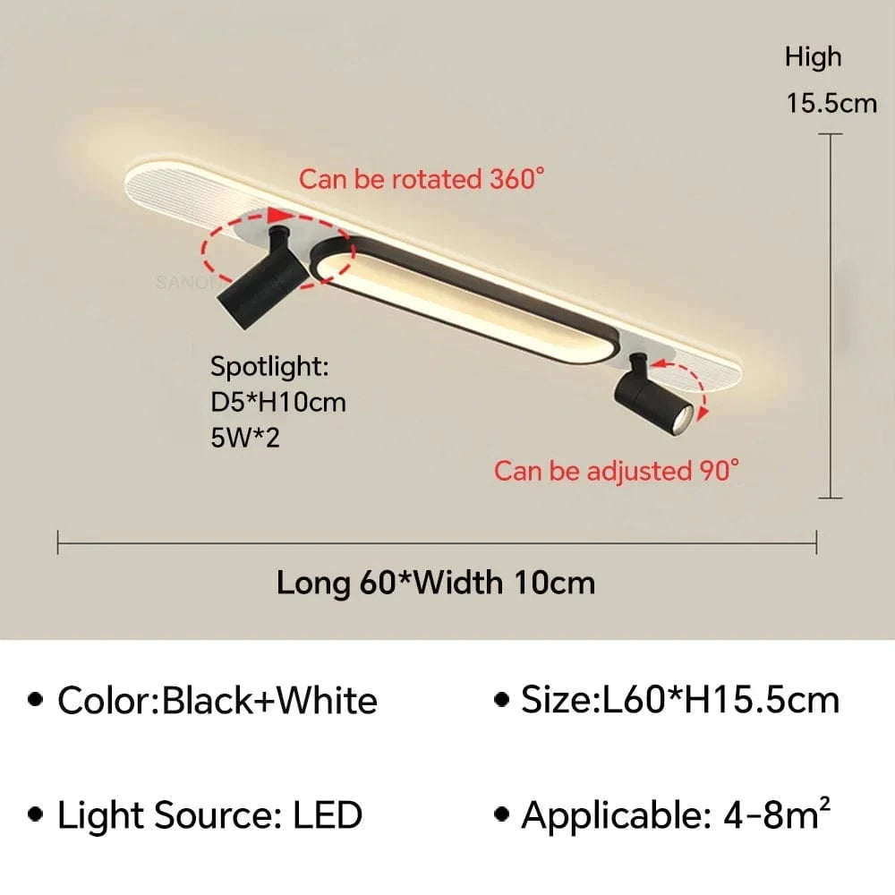 Plafonnier LED moderne pour salon et couloir: une touche de lumière design | Marco Lucetti Noir 60cm / Ajusté en continu