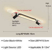 Plafonnier LED moderne pour salon et couloir: une touche de lumière design | Marco Lucetti Noir 80cm / Ajusté en continu