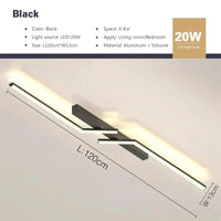 Plafonnier LED Moderne pour Salon, Salle À Manger, Chambre Principale et Bureau - Or et Noir | Marco Lucetti Noir 120cm / Blanc chaud-NO RC