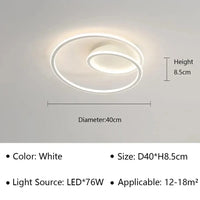 Plafonnier LED Moderne pour Salon, Salle à Manger et Chambre | Marco Lucetti Type A Blanc 40CM / Gradation continue (RC)