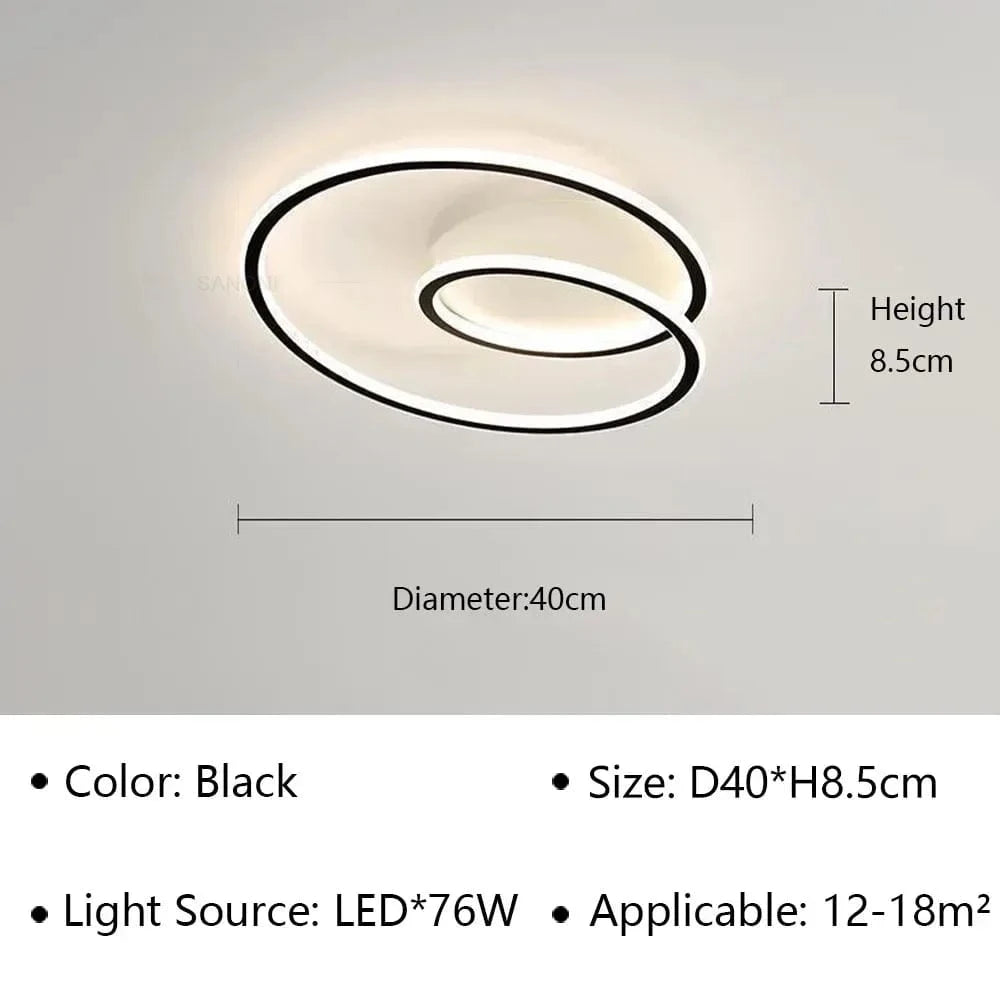 Plafonnier LED Moderne pour Salon, Salle à Manger et Chambre | Marco Lucetti Type A Noir 40CM / Gradation continue (RC)