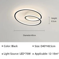 Plafonnier LED Moderne pour Salon, Salle à Manger et Chambre | Marco Lucetti Type A Noir 40CM / Gradation continue (RC)