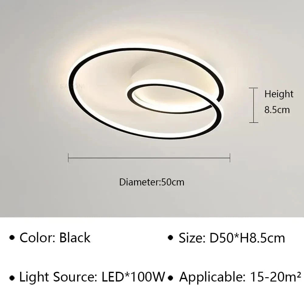 Plafonnier LED Moderne pour Salon, Salle à Manger et Chambre | Marco Lucetti Type A Noir 50CM / Blanc froid (pas de RC)