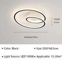 Plafonnier LED Moderne pour Salon, Salle à Manger et Chambre | Marco Lucetti Type A Noir 50CM / Blanc froid (pas de RC)