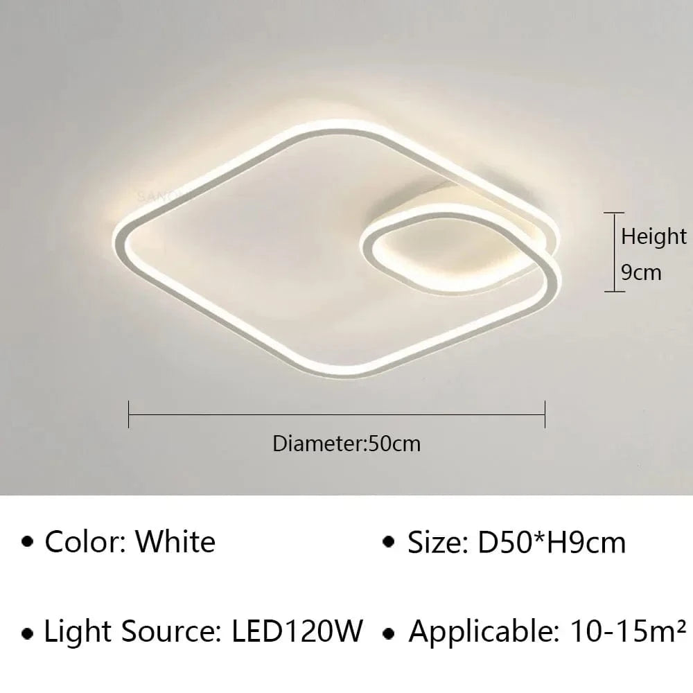 Plafonnier LED Moderne pour Salon, Salle à Manger et Chambre | Marco Lucetti Type B Blanc 50CM / Gradation continue (RC)