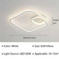 Plafonnier LED Moderne pour Salon, Salle à Manger et Chambre | Marco Lucetti Type B Blanc 50CM / Gradation continue (RC)