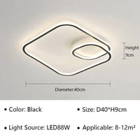 Plafonnier LED Moderne pour Salon, Salle à Manger et Chambre | Marco Lucetti Type B Noir 40CM / Blanc froid (pas de RC)