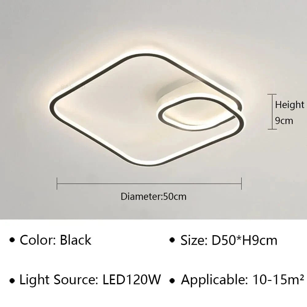 Plafonnier LED Moderne pour Salon, Salle à Manger et Chambre | Marco Lucetti Type B Noir 50CM / Gradation continue (RC)