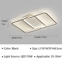 Plafonnier LED Moderne pour Salon, Salle à Manger et Chambre | Marco Lucetti Type D Noir 110CM / Gradation continue (RC)