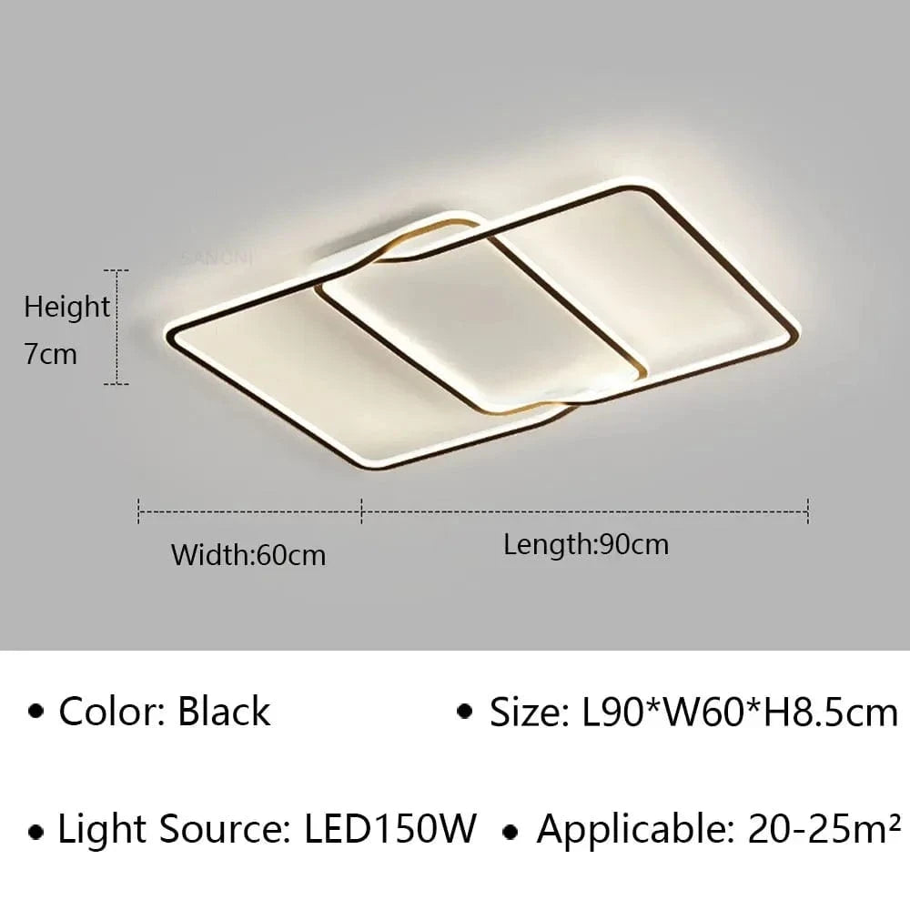 Plafonnier LED Moderne pour Salon, Salle à Manger et Chambre | Marco Lucetti Type D Noir 90CM / Lumière naturelle (pas de RC)