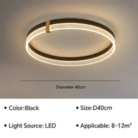 Plafonnier LED Moderne pour une Décoration Intérieure de Maison | Marco Lucetti Noir Rond 40CM / Blanc froid (pas de RC)