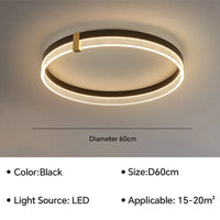 Plafonnier LED Moderne pour une Décoration Intérieure de Maison | Marco Lucetti Noir Rond 60CM / Lumière naturelle (pas de RC)