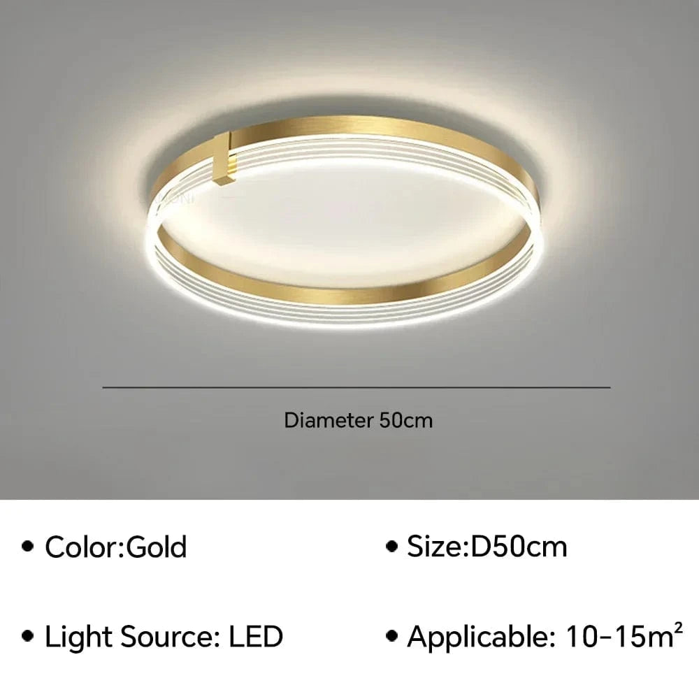 Plafonnier LED Moderne pour une Décoration Intérieure de Maison | Marco Lucetti Or Rond 50CM / Blanc chaud (pas de RC)