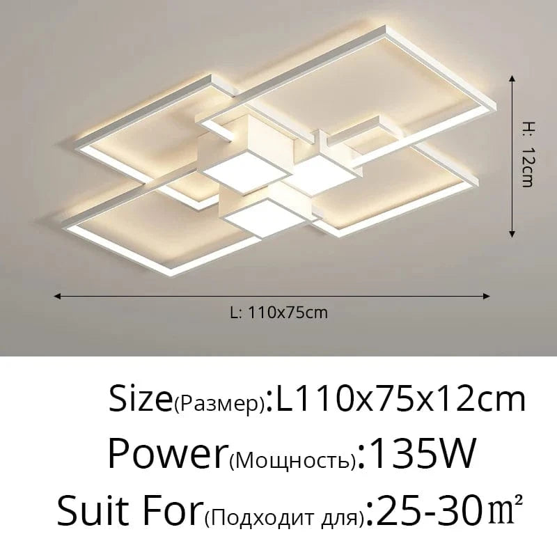 Plafonnier LED Moderne pour une Décoration Intérieure | Marco Lucetti Blanc 110x75cm / 3 couleurs pas de télécommande