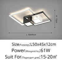 Plafonnier LED Moderne pour une Décoration Intérieure | Marco Lucetti Carré Noir 50cm / 3 couleurs pas de télécommande