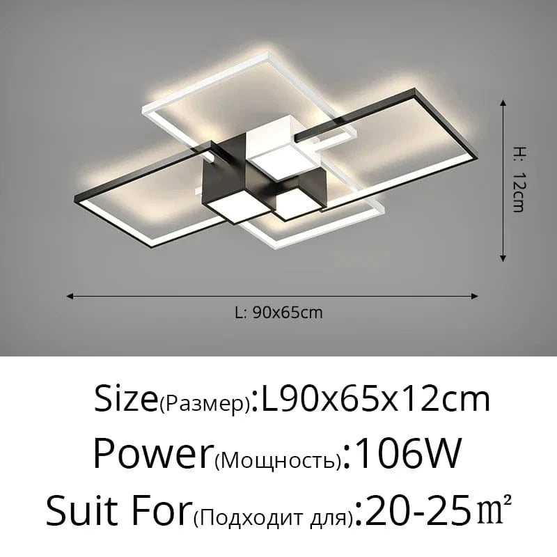 Plafonnier LED Moderne pour une Décoration Intérieure | Marco Lucetti Noir 90X65cm / Luminosité variable