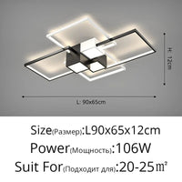 Plafonnier LED Moderne pour une Décoration Intérieure | Marco Lucetti Noir 90X65cm / Luminosité variable