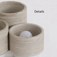 Plafonnier LED Moderne Wabi Sabi en Pierre Grain de Bois à 3 Têtes - Édition Limitée | Marco Lucetti D240xH125mm / Blanc chaud | 3-5W E27