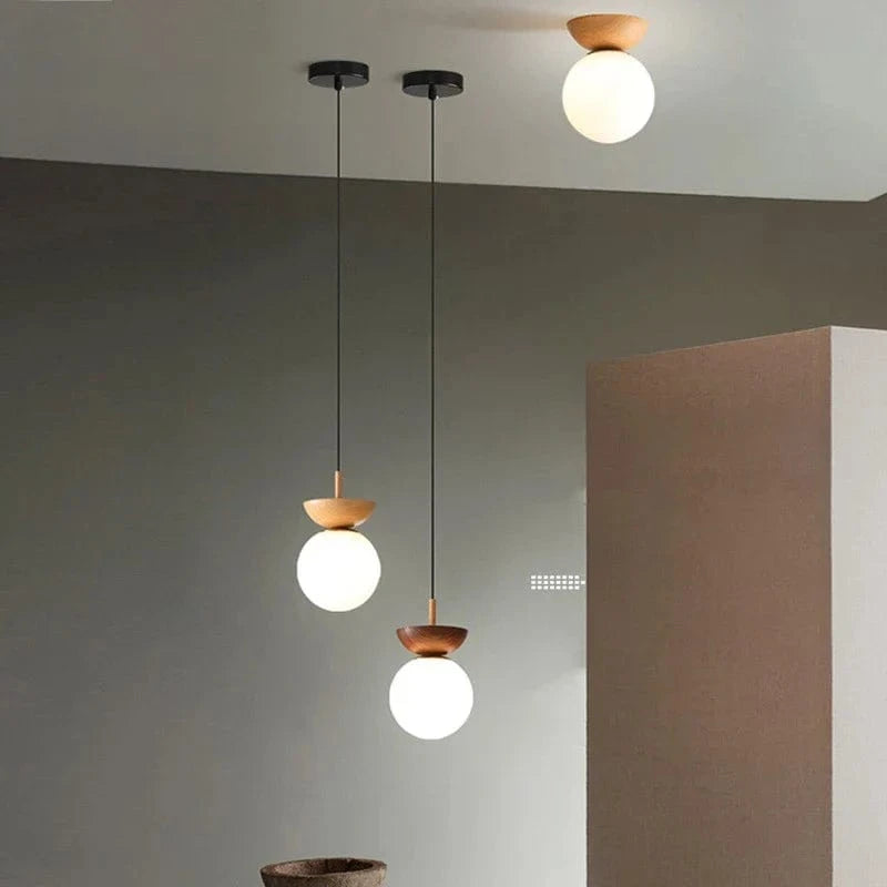 Plafonnier LED "Naturel Nordique" avec Abat-jour en Verre | Marco Lucetti