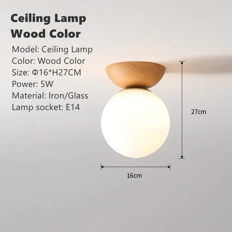 Plafonnier LED "Naturel Nordique" avec Abat-jour en Verre | Marco Lucetti Plafonnier Bois / Blanc chaud