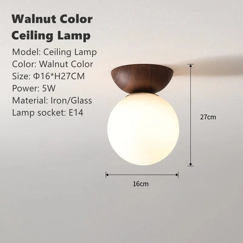 Plafonnier LED "Naturel Nordique" avec Abat-jour en Verre | Marco Lucetti Plafonnier Noyer / Blanc chaud