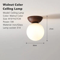 Plafonnier LED "Naturel Nordique" avec Abat-jour en Verre | Marco Lucetti Plafonnier Noyer / Blanc chaud