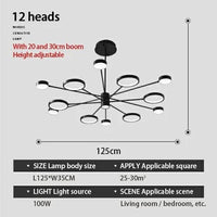 Plafonnier LED Noir à Multi-Têtes | Marco Lucetti 12 têtes / Blanc chaud