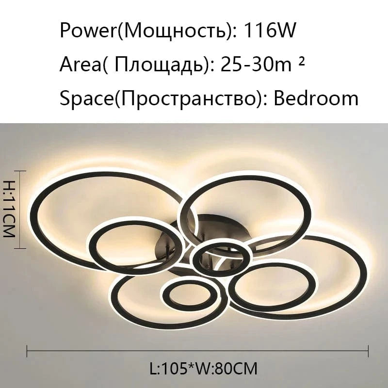 Plafonnier LED noir - Éclairage de plafond moderne | Marco Lucetti Tête ronde 8 / Modifiable pas de télécommande