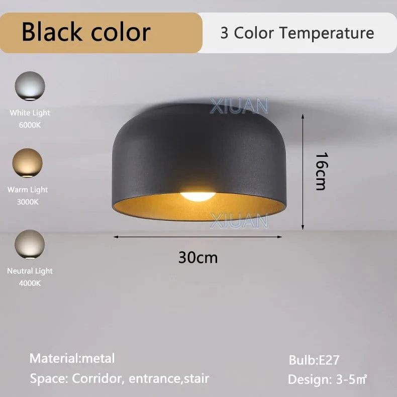 Plafonnier LED noir et blanc moderne  pour balcon, allée, hôtel et couloir | Marco Lucetti Couleur noire / 3 Température de couleur